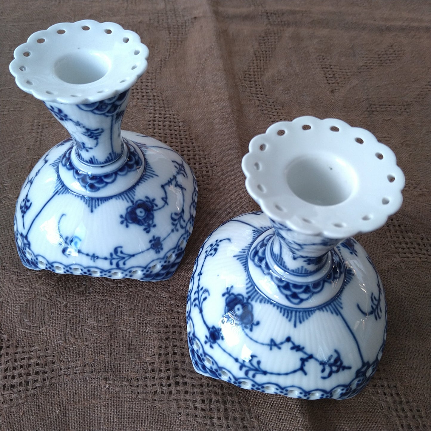 1975～1979年RoyalCopenhagenフルレースキャンドルスタンド、ペア/Full Lace Candle stand Pair