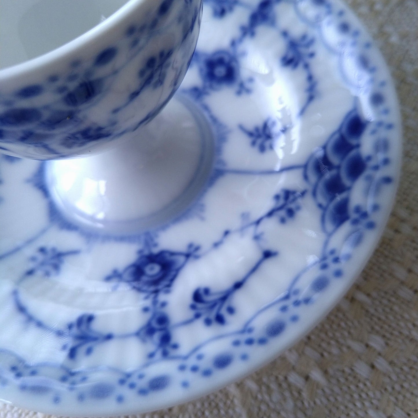 2nd Quality: 1924-1934 Royal Copenhagen Half Lace Egg Stand with plate