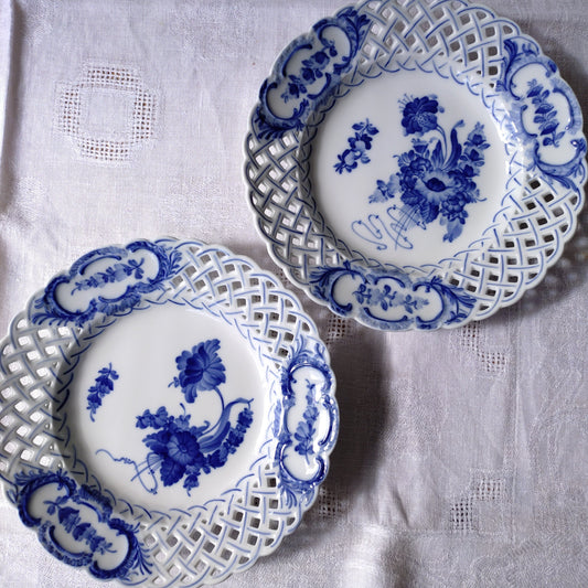1969年～1974年のRoyalCopenhagenブルーフラワーのオープンワークのお皿は直径約23.7㎝D/BlueFlowerLacePlate