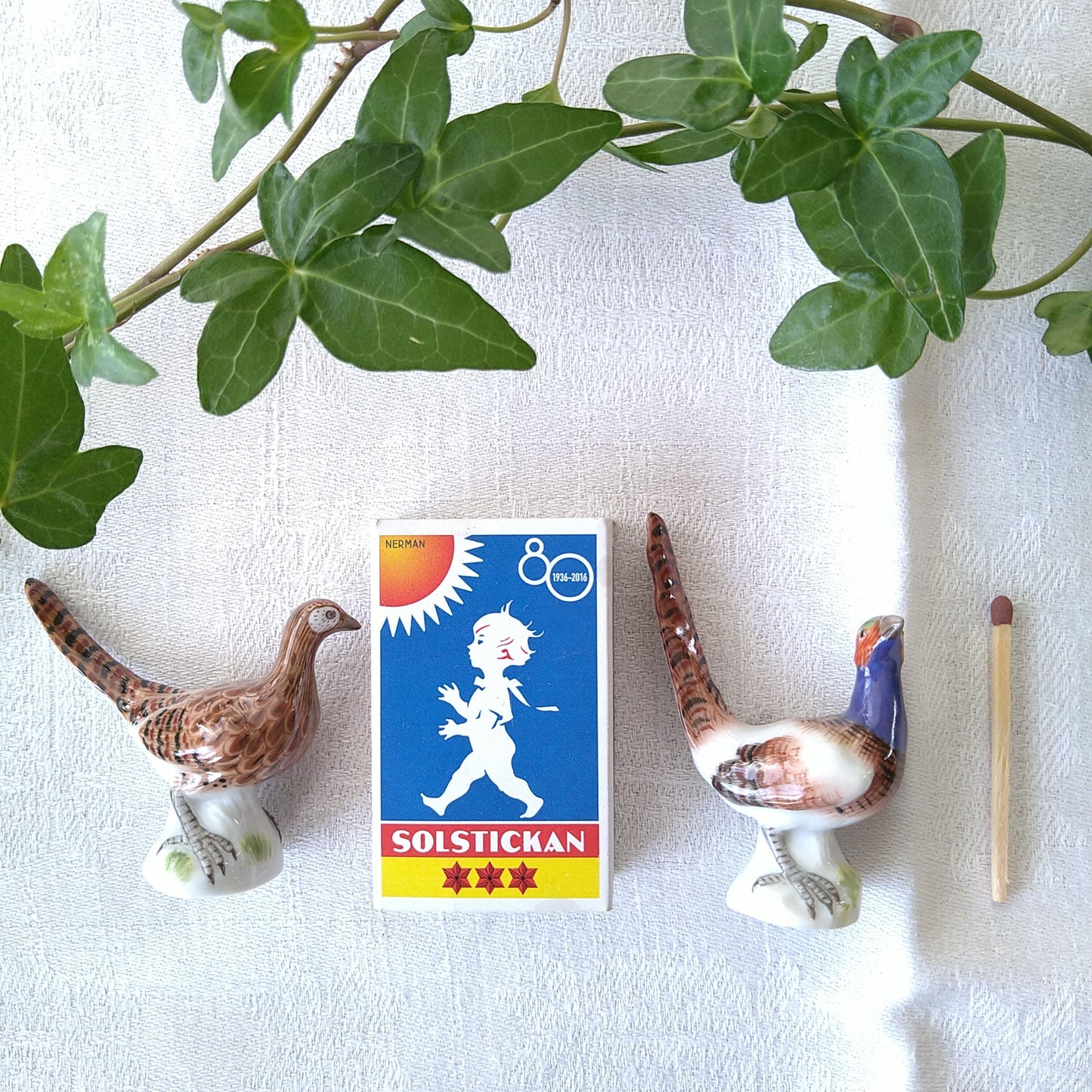 1950年以降マイセンのミニチュアの雉のペア