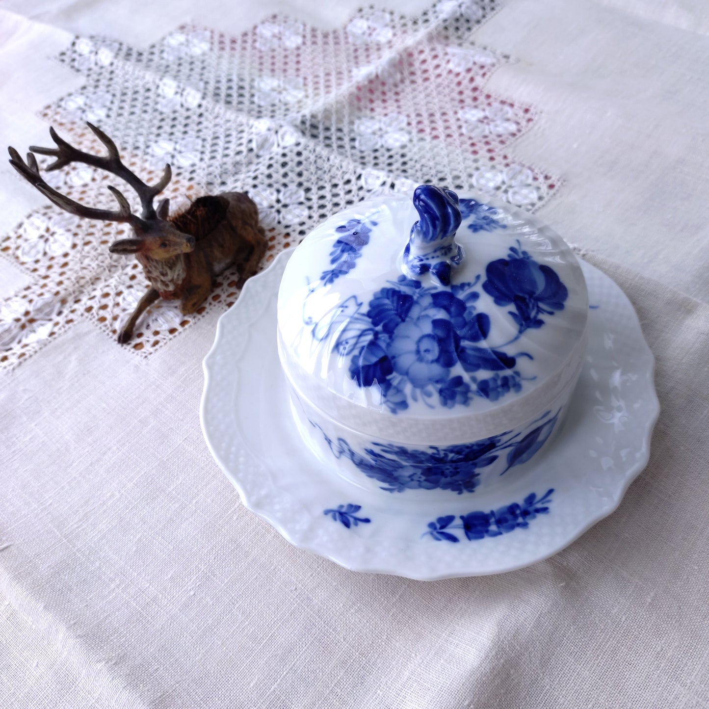 1967/1968年RoyalCopenhagenブルーフラワーカーブのバターケース/バターディッシュ直径約17.5㎝D/Butter dish