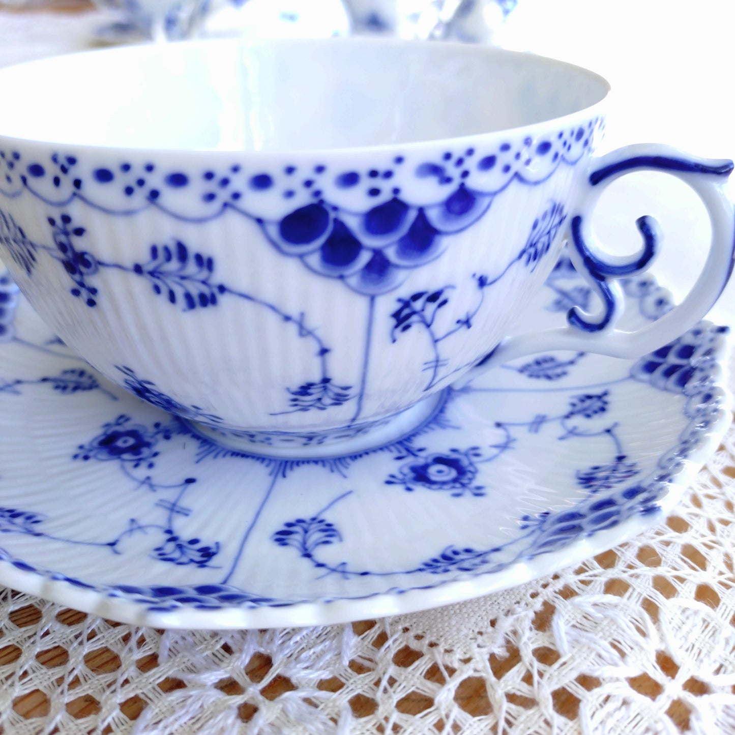 1950～1970年代RoyalCopenhagenフルレースのモーニングカップソーサー大きいです/Full Lace, Morning cup and saucer