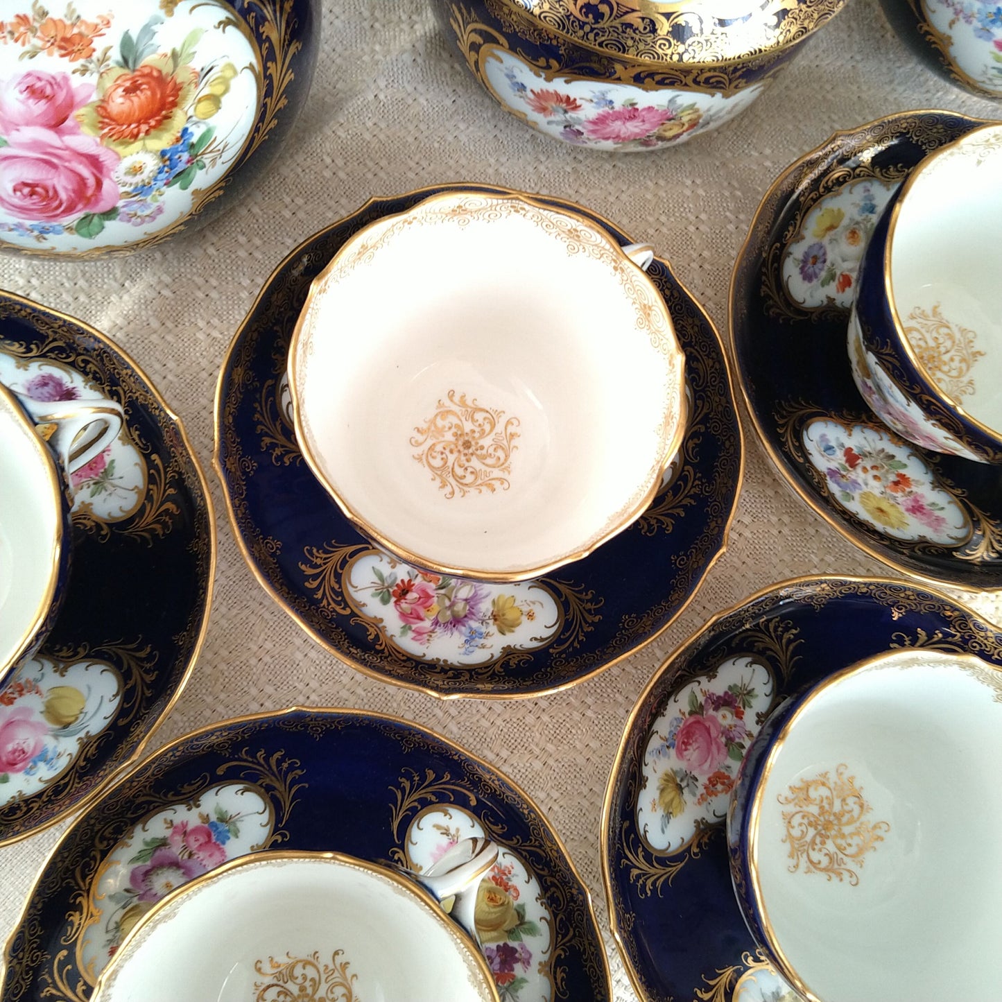 Meissen コバルトドイツフラワー6人用コーヒーサービス/Cobalt Coffee set for six person