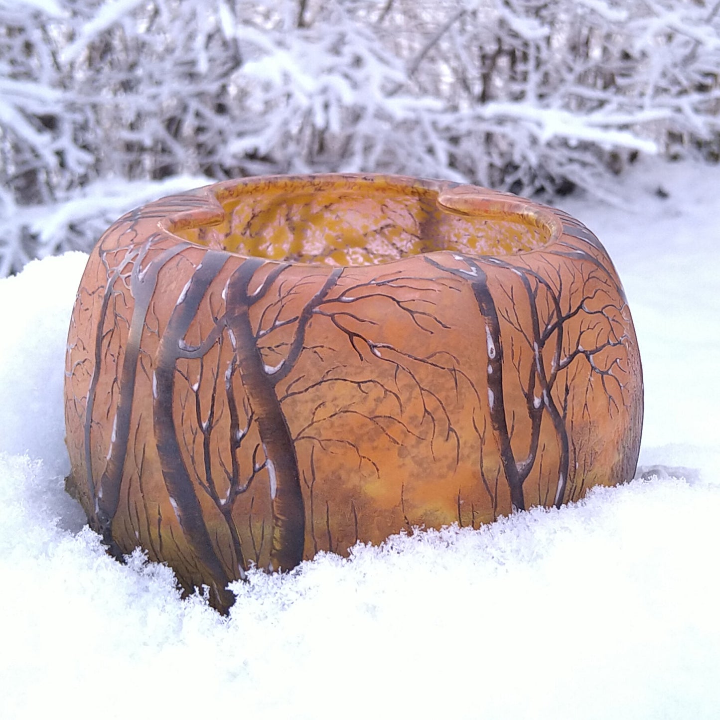 DaumNancyドームナンシー雪景色は高さ約9㎝H直径約12.5㎝D/Daum Nancy Winter Scene