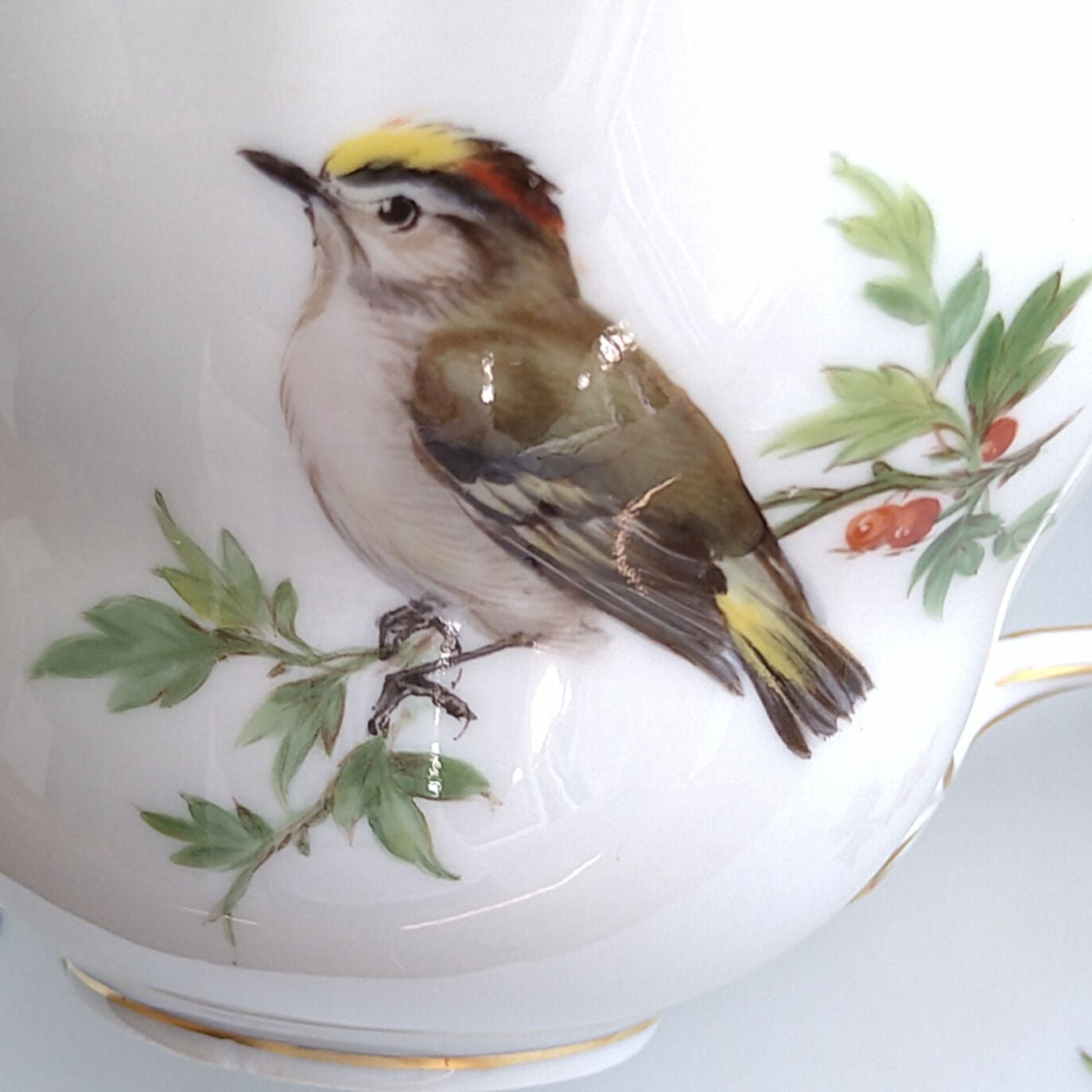 Meissenマイセン1970年頃ドイツの鳥キクイタダキのコーヒーカップソーサー