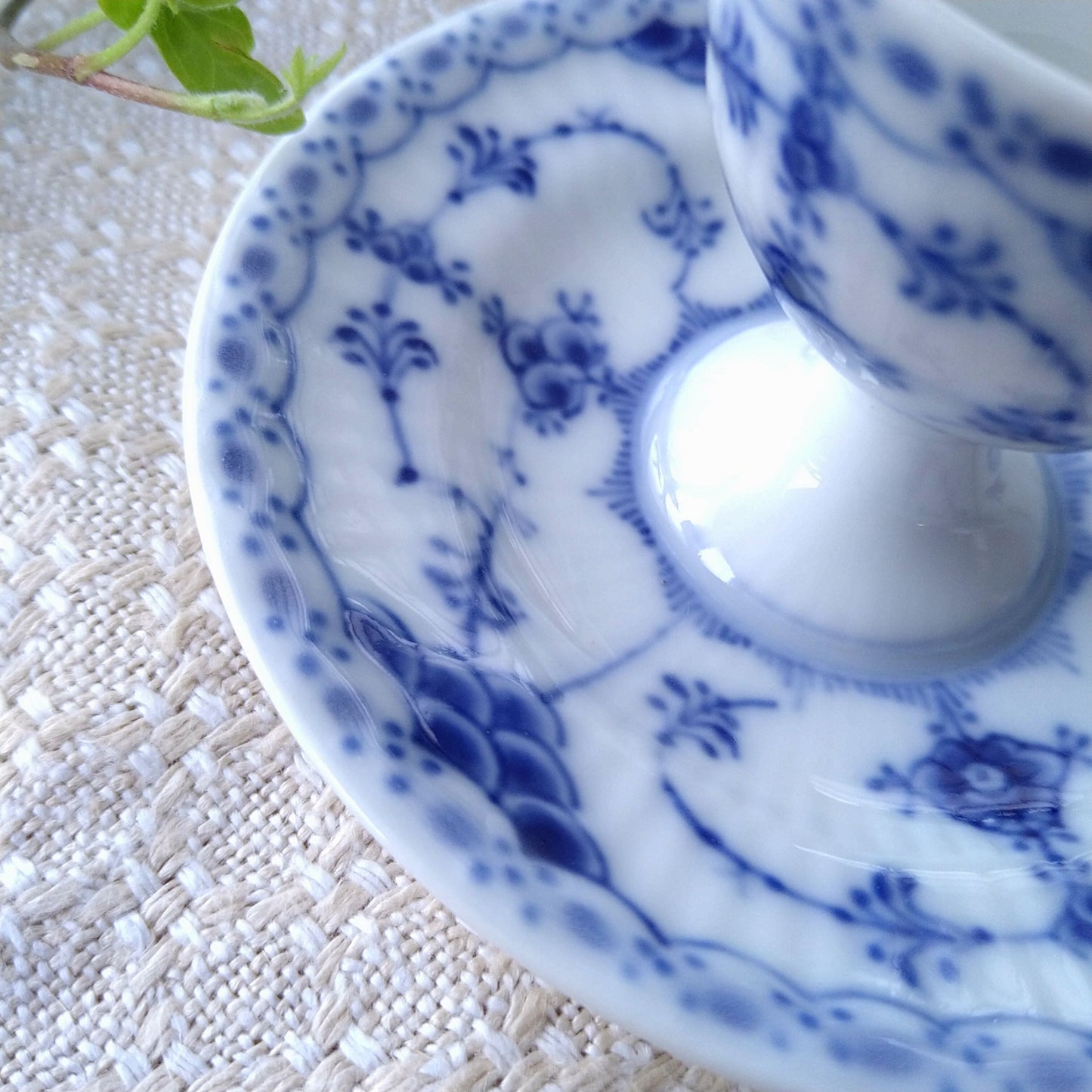 2nd Quality: 1924-1934 Royal Copenhagen Half Lace Egg Stand with plate