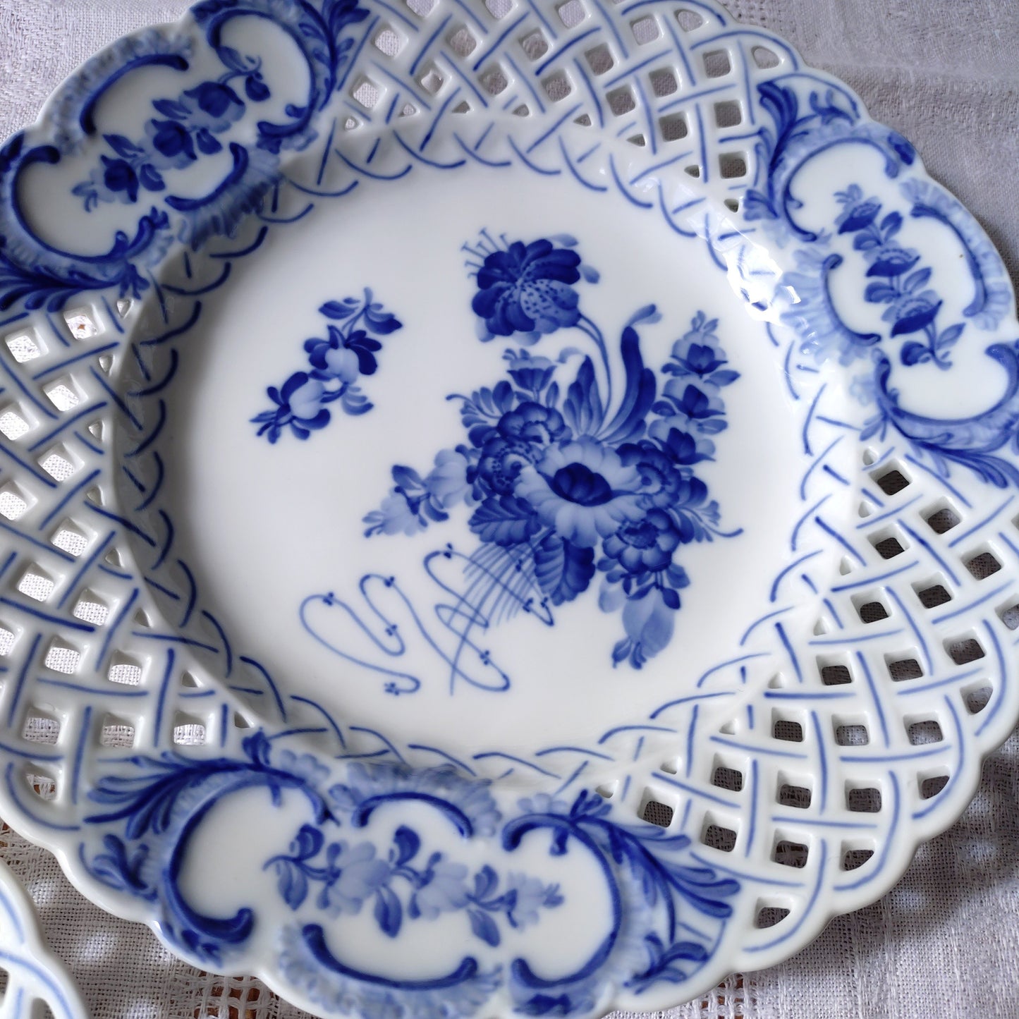 1969年～1974年のRoyalCopenhagenブルーフラワーのオープンワークのお皿は直径約23.7㎝D/BlueFlowerLacePlate