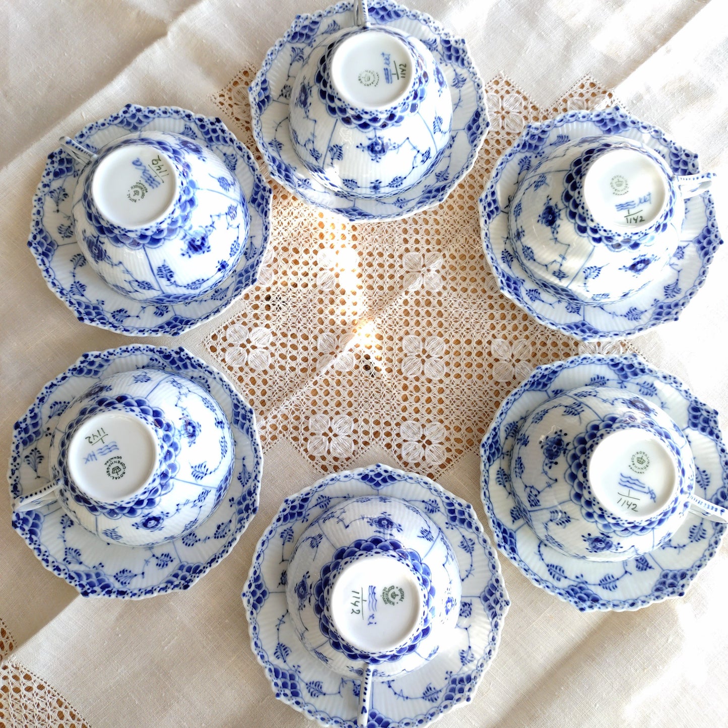 1950～1970年代RoyalCopenhagenフルレースのモーニングカップソーサー大きいです/Full Lace, Morning cup and saucer