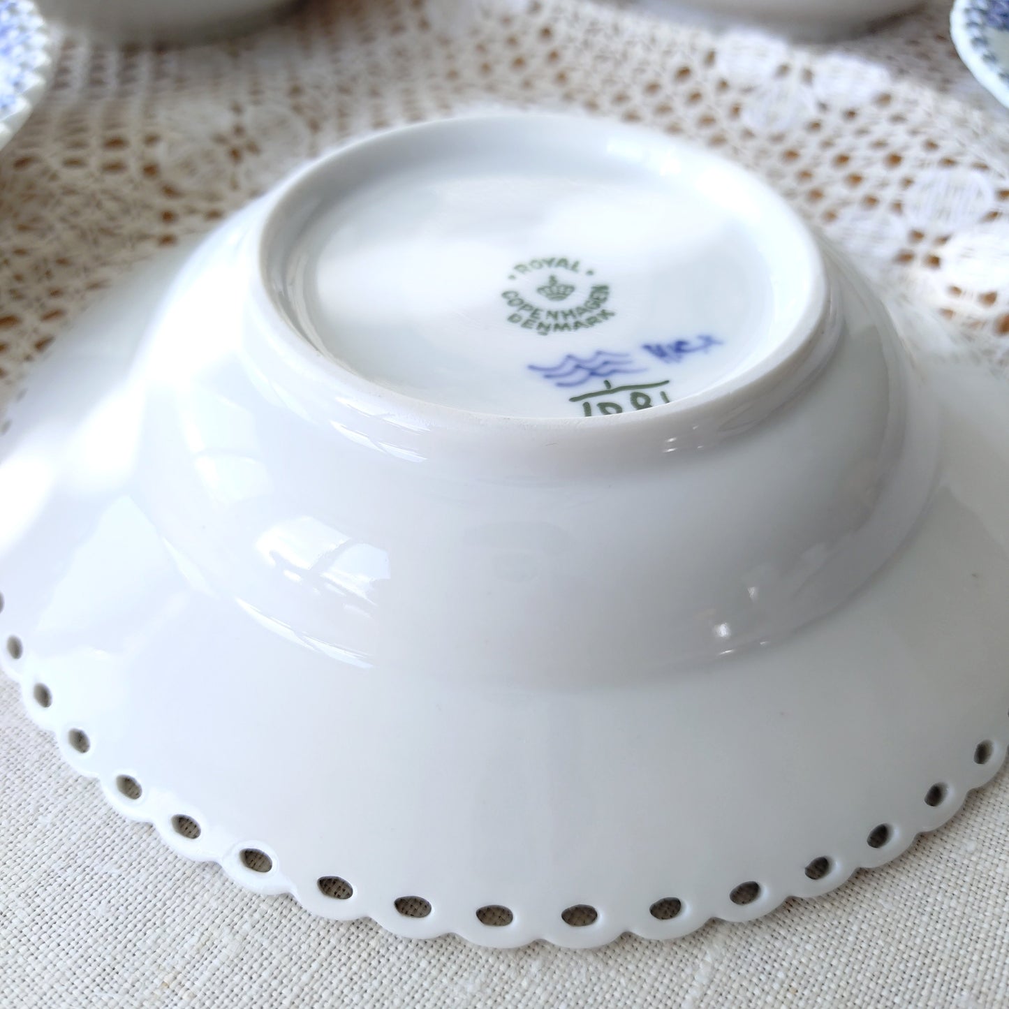 1957年のRoyalCopenhagenロイヤルコペンハーゲンフルレースのベリー皿直径約15㎝D/BlueFlutedFullLaceBerryPlate15cmD