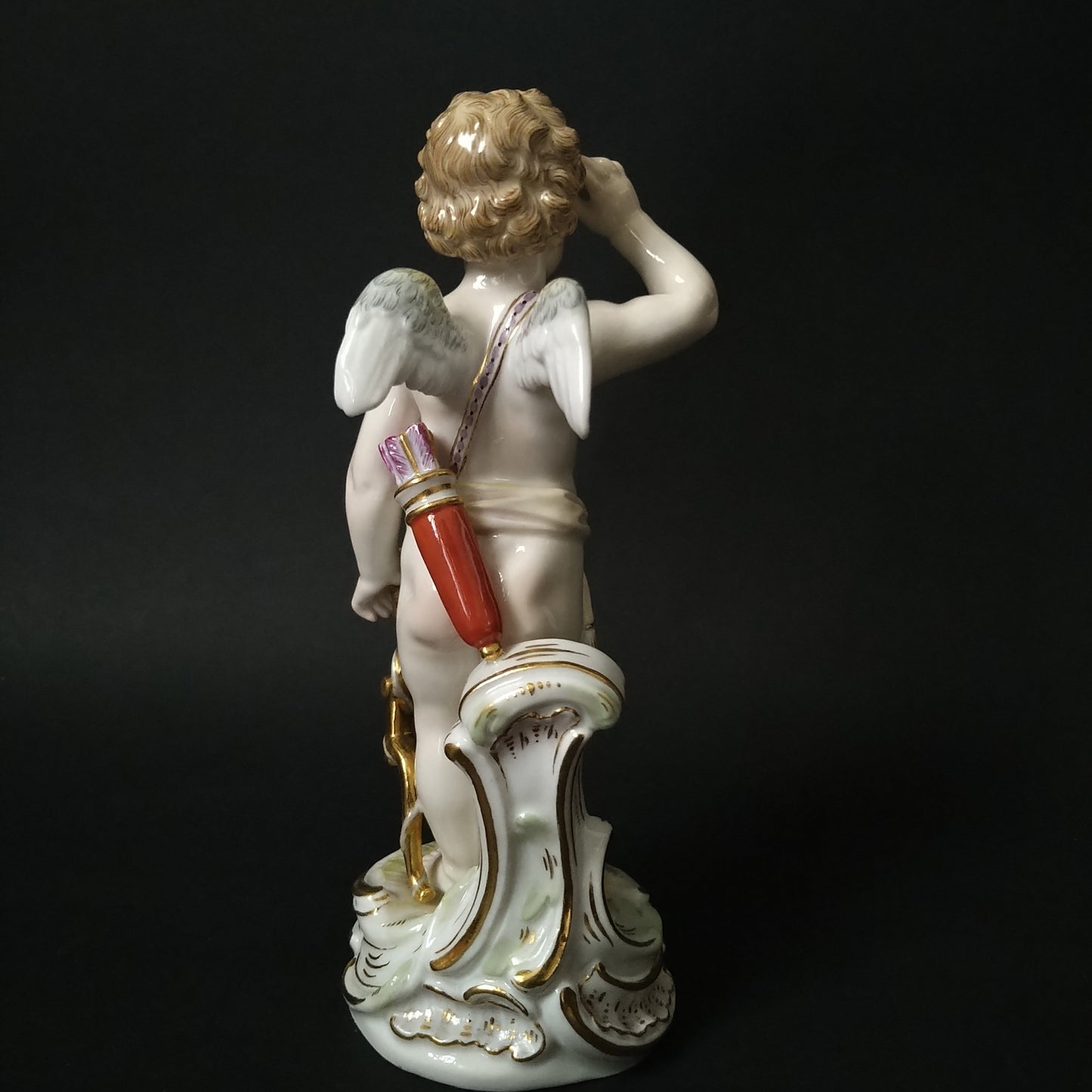 Pre-1924 Meissen Saluting Cupid 💘 Approx. 15.5 cm H, Base approx. 5.5 cm W x 6 cm L