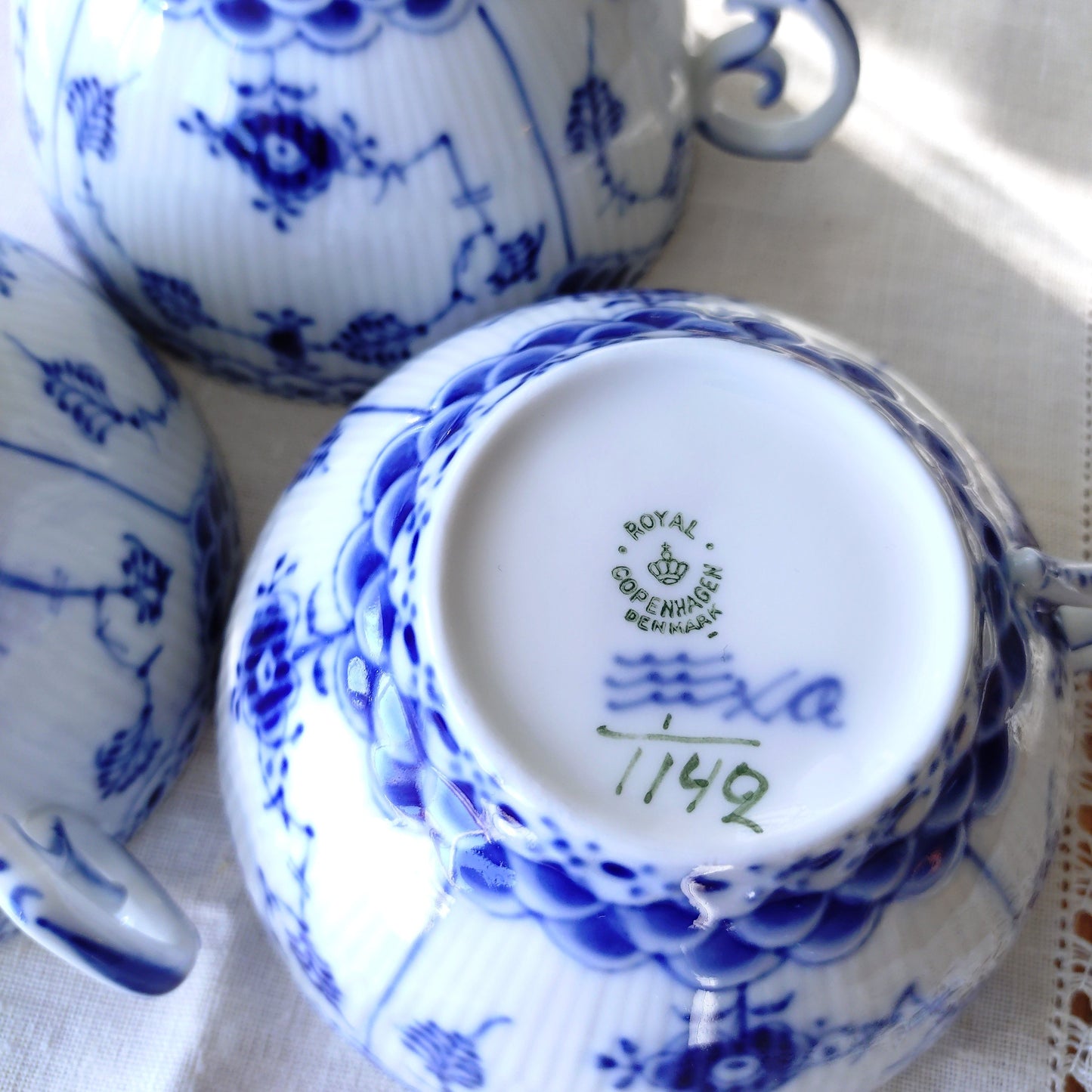 1950～1970年代RoyalCopenhagenフルレースのモーニングカップソーサー大きいです/Full Lace, Morning cup and saucer