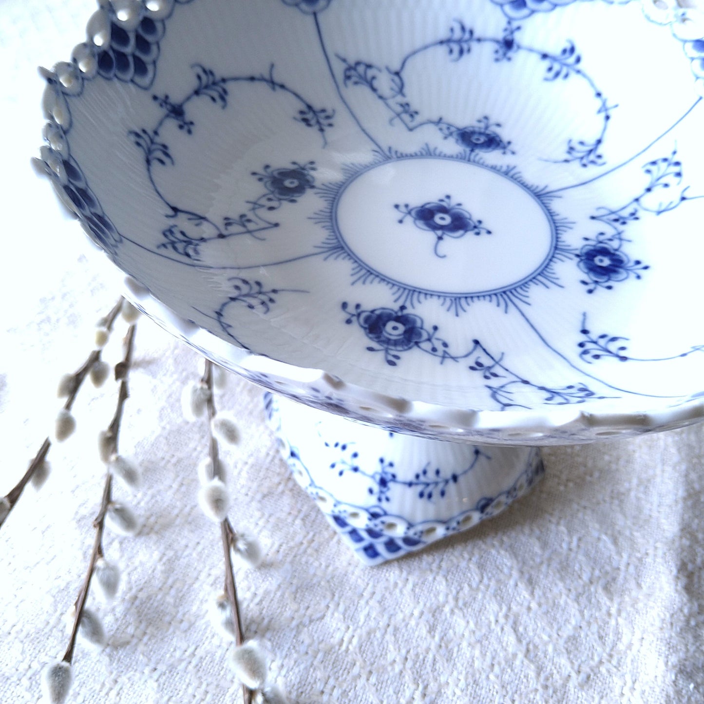 1975～1979年のRoyalCopenhagenロイヤルコペンハーゲンフルレースのコンポート高さ約15㎝/FullLaceComport