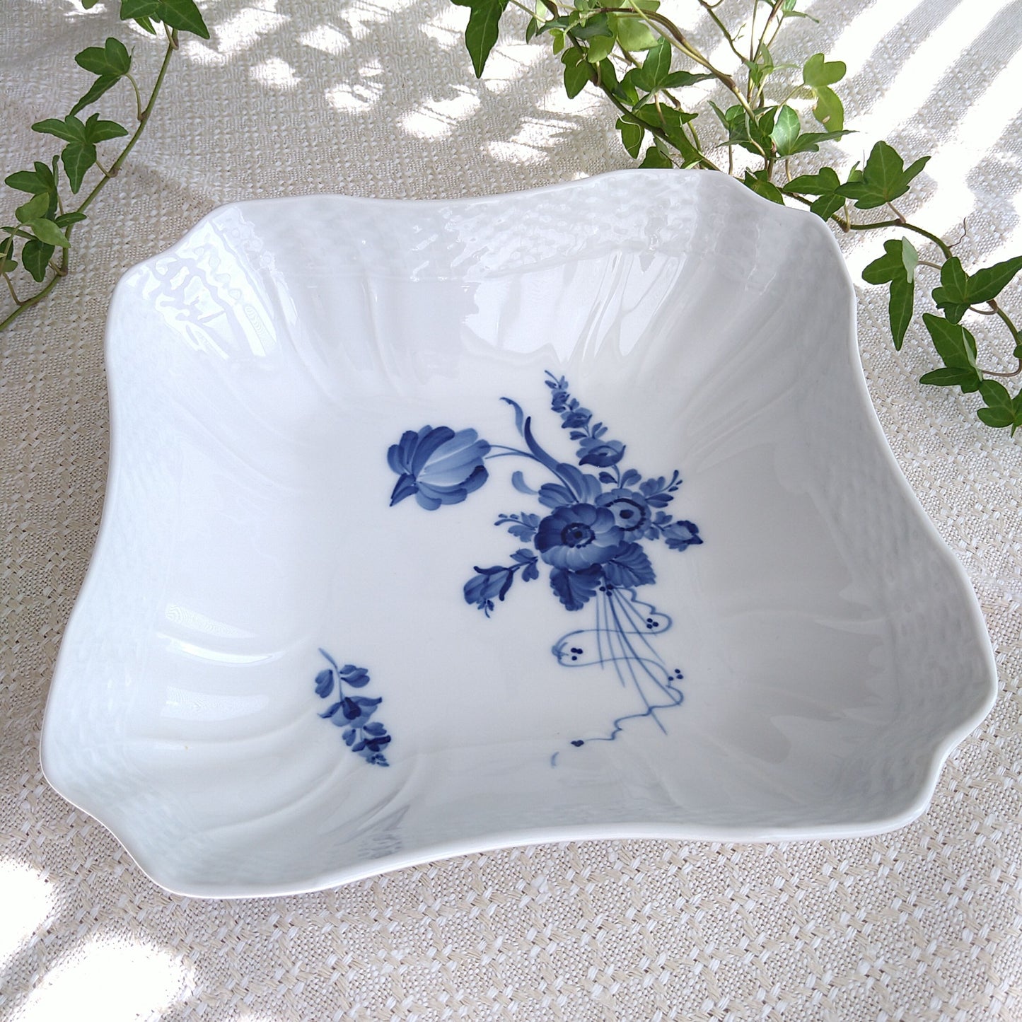 1975～1979年RoyalCopenhagenブルーフラワーカーブ角のサラダ皿21×21㎝/SquareSalladBowl