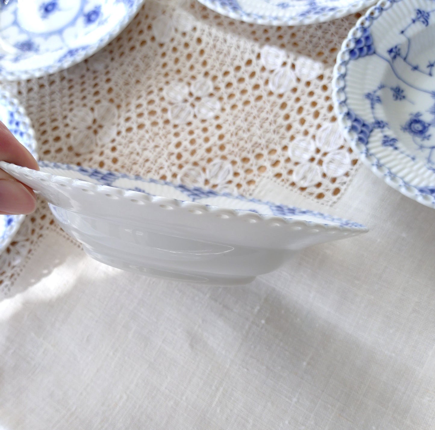 1957年のRoyalCopenhagenロイヤルコペンハーゲンフルレースのベリー皿直径約15㎝D/BlueFlutedFullLaceBerryPlate15cmD