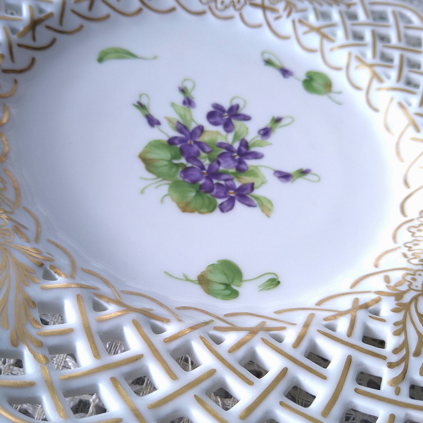 1889～1922年RoyalCopenhagenスミレのオープンワークのお皿直径約21㎝D/RoyalCopenhagenVioletPlate