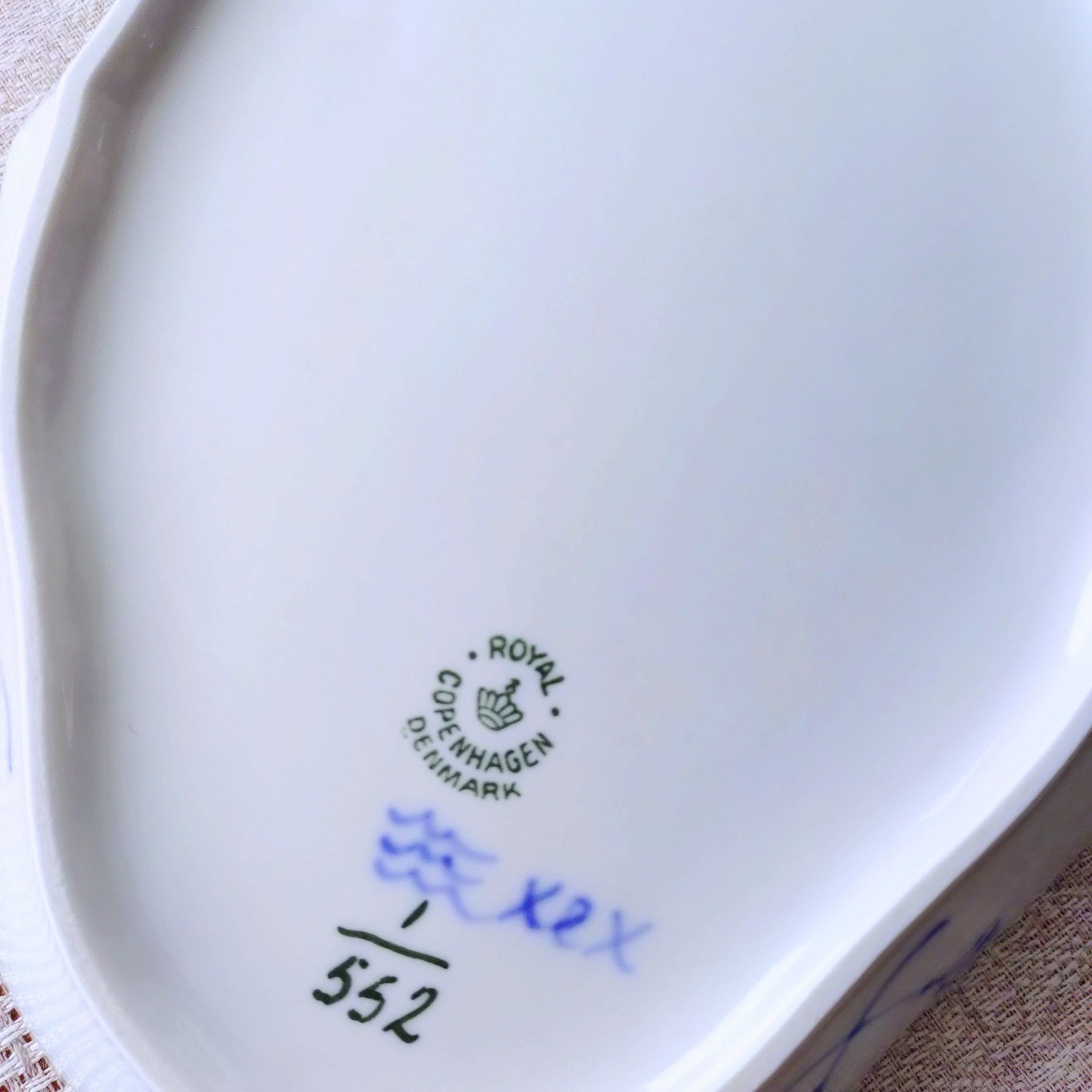 1955年RoyalCopengagenブルーフルーテッドHalfLace幅22㎝Wの菱型のお皿