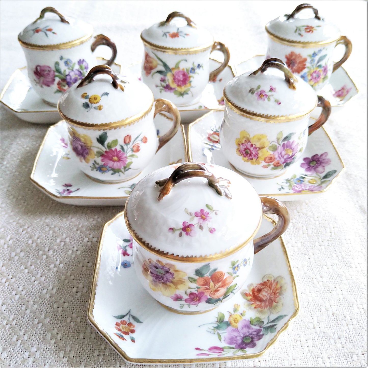 1870～1922年RoyalCopenhagenサクソンフラワーのカスタードカップソーサー/SaxonFlowerCremecupSaucer