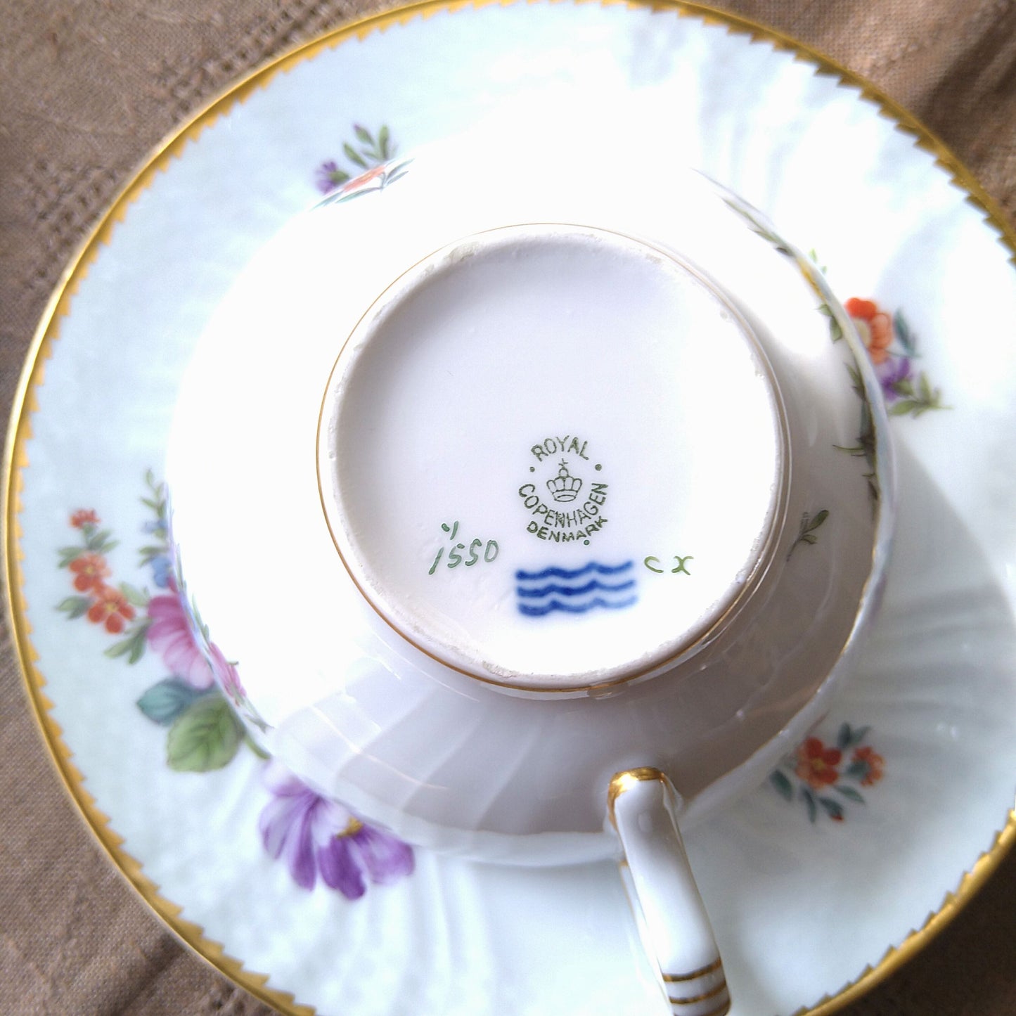 1930年代～1960年代のRoyalCopenhagenサクソンフラワーのモーニングカップソーサー/SaxonFlowerMorningCupSaucer