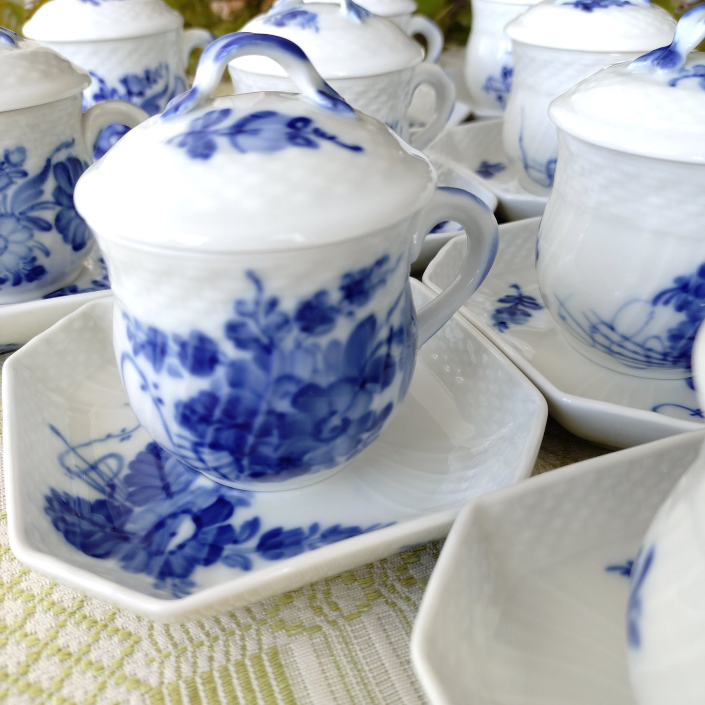RoyalCopenhagenブルーフラワーカーブのカスタードカップソーサー1950年代～1970年代/Custard cup and saucer