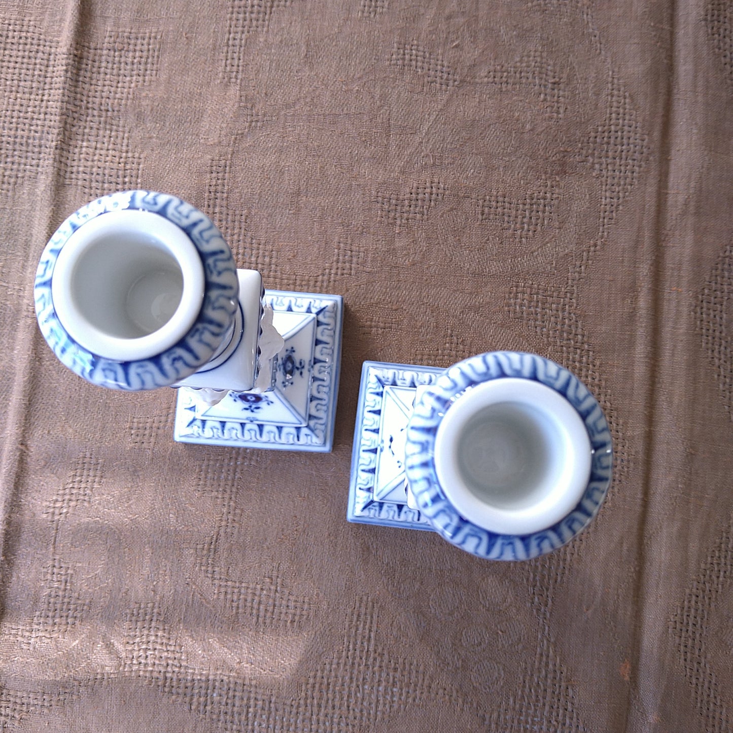1967年RoyalCopenhagenブルーフルーテッドプレインのライオンレリーフキャンドルスタンド2本セット/Candle stand pair