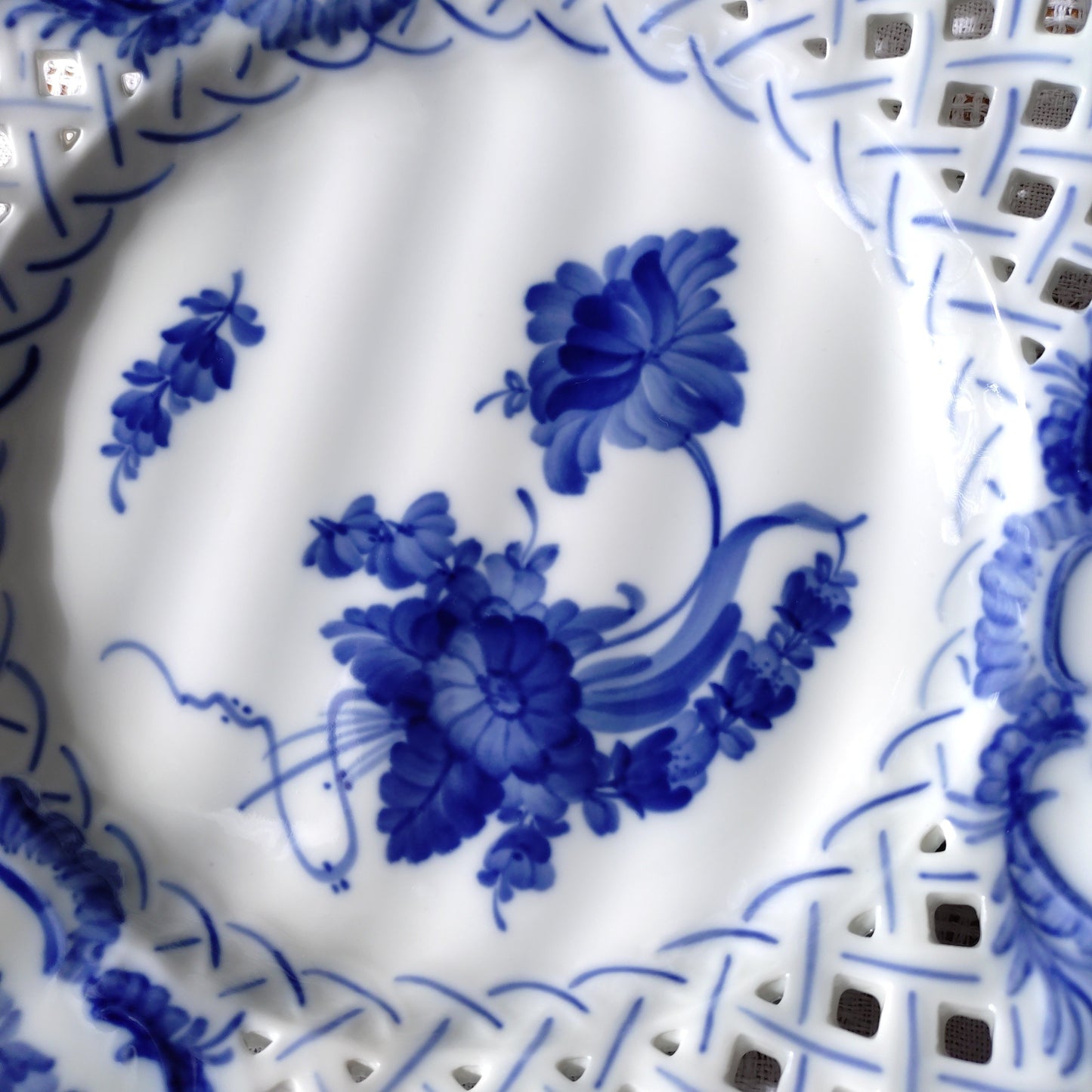 1969年～1974年のRoyalCopenhagenブルーフラワーのオープンワークのお皿は直径約23.7㎝D/BlueFlowerLacePlate