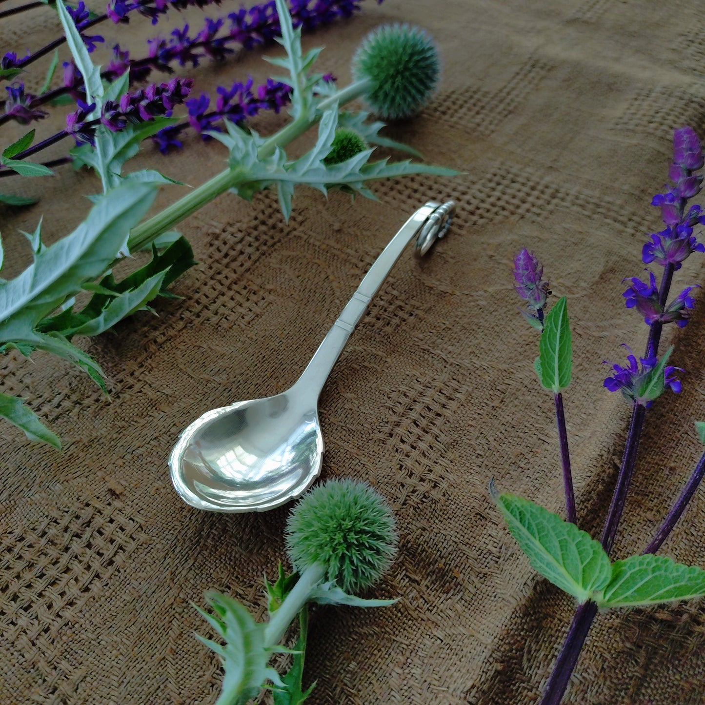 GeorgJensen1928年デンマークシルバー830のジャム/シュガースプーンは重さ19g長さ約12㎝L