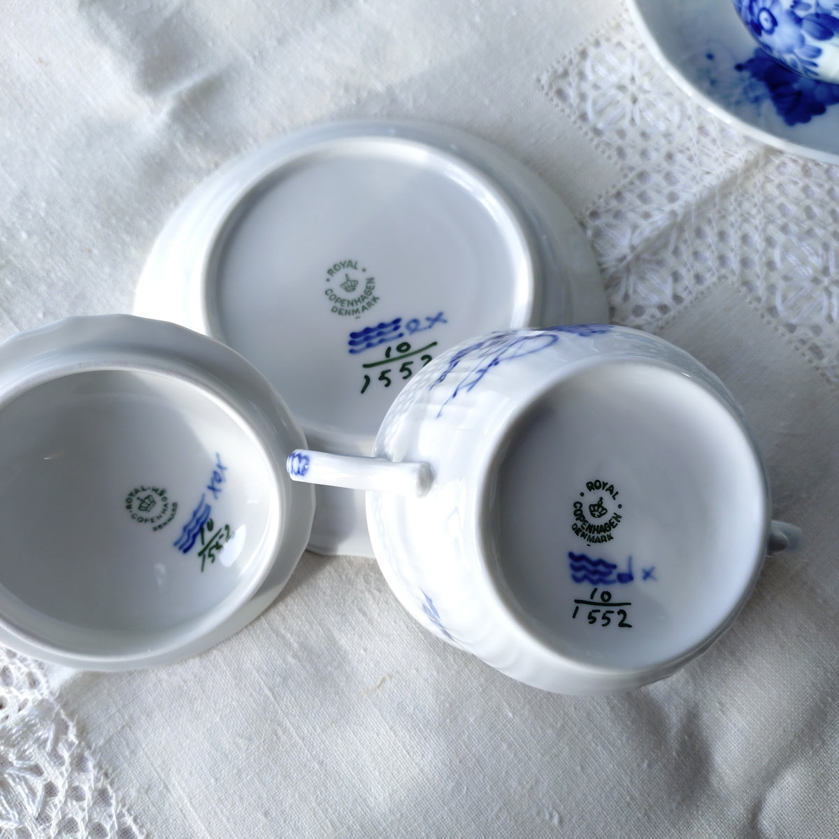 1960～80年代のRoyalCopenhagenブルーフラワーカーブのブイヨンカップソーサー/Blue Flower Curve Bouillon Cup and saucer