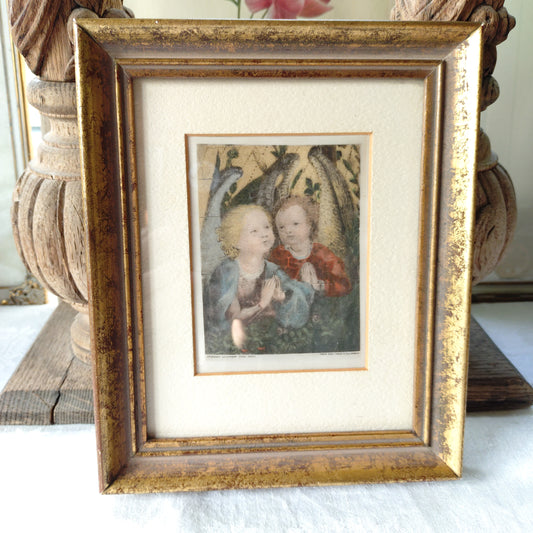 これは仕入れの迷走か、でもやはり美しい絵だと思うのです👼祈る2人の天使の絵素敵な額縁と一緒に。