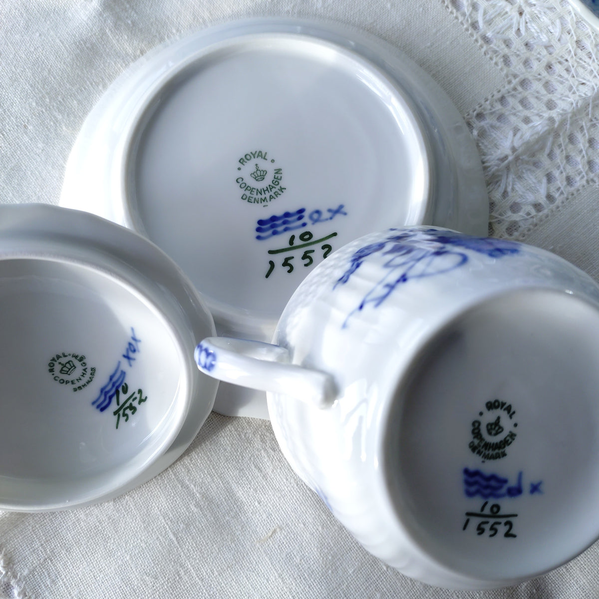 1960～80年代のRoyalCopenhagenブルーフラワーカーブのブイヨンカップソーサー/Blue Flower Curve Bouillon Cup and saucer