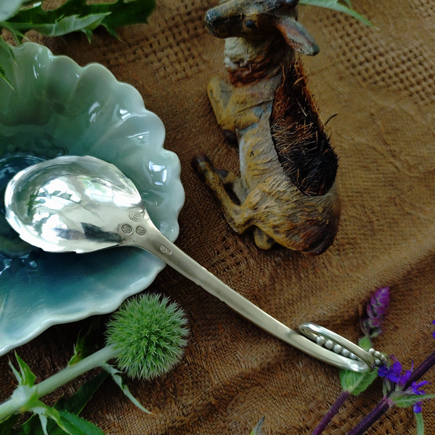 GeorgJensen1928年デンマークシルバー830のジャム/シュガースプーンは重さ19g長さ約12㎝L