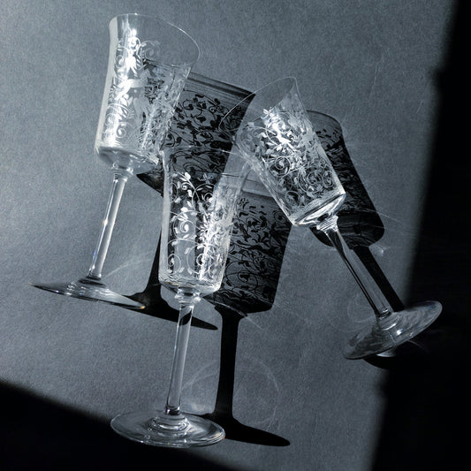 1936年以後シャンパンフルートグラス2個セット＋チップありひとつのセット/ レイラ (Leila)高さ約19.3㎝H